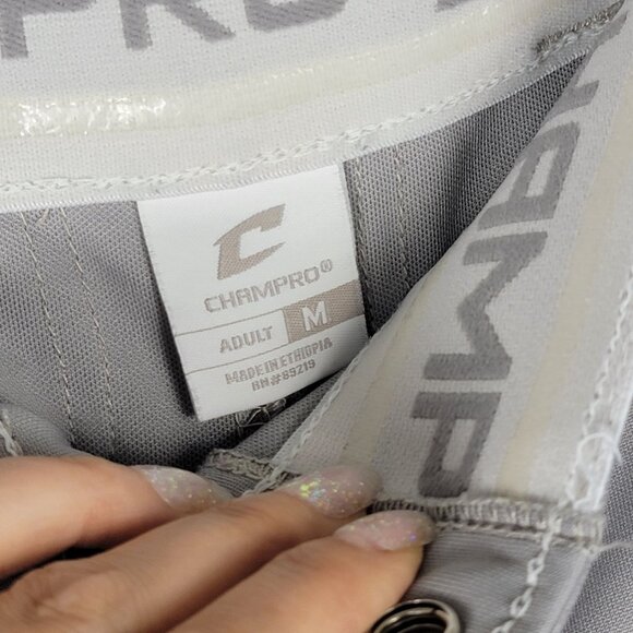 CHAMPRO Standard Womens Medium Open Bottom Baseball Pants Uniform Grey Red - Picture 4 of 5